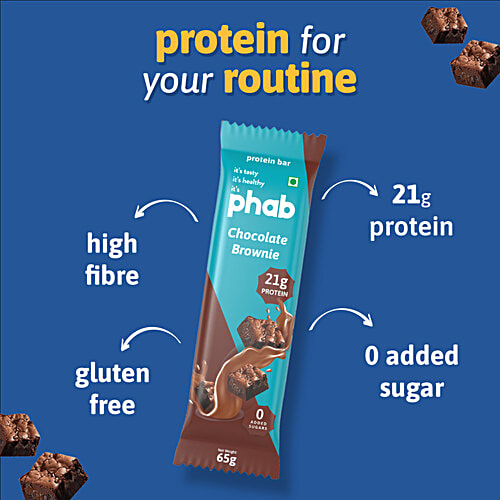 Phab Chocolate Brownie 21 g Protein Bar, 65 g  No Trans Fats & Artificial Sweetener