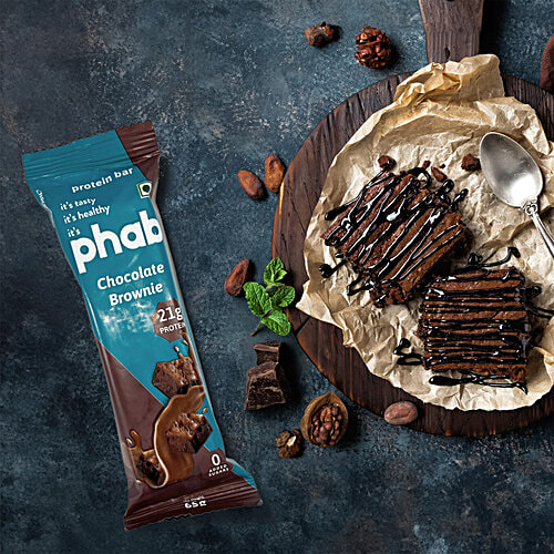 Phab Chocolate Brownie 21 g Protein Bar, 65 g  No Trans Fats & Artificial Sweetener