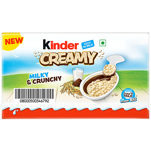 Kinder Creamy, Milky & Crunchy, 152 g (1 pack - 8 x 19 g) With Crispy Rice