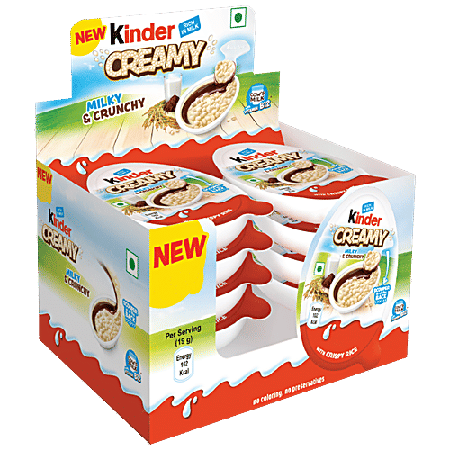 Kinder Creamy, Milky & Crunchy, 152 g (1 pack - 8 x 19 g) With Crispy Rice
