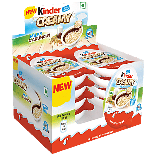 Kinder Creamy, Milky & Crunchy, 152 g (1 pack - 8 x 19 g) With Crispy Rice