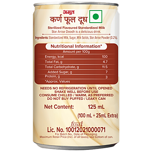 Amul Star Anise Doodh Shot, 125 ml Can 