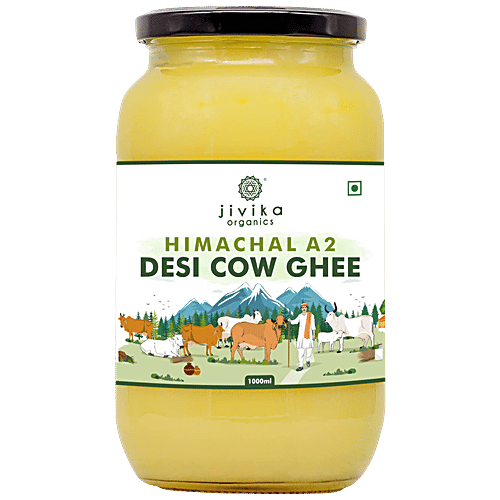 Jivika Naturals Desi A2 Cow Bilona Ghee/Tuppa, 1 L Natural Taste & Aroma