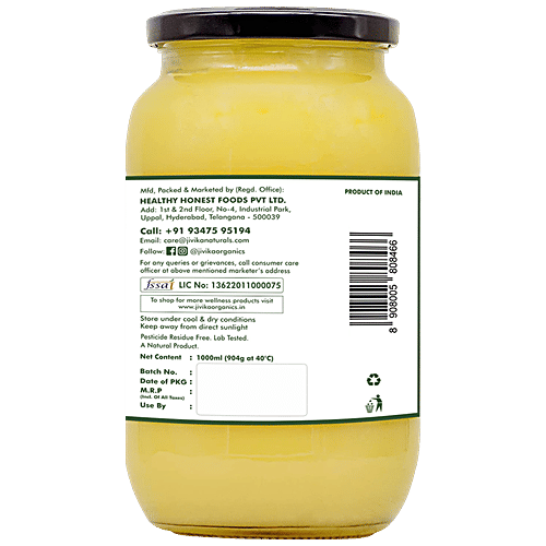Jivika Naturals Desi A2 Cow Bilona Ghee/Tuppa, 1 L Natural Taste & Aroma