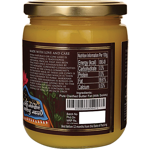 Jivika Naturals Vedic Hand Churned Bilona Gir Cow Ghee/Tuppa, 500 ml Vedic Hand Churned Bilona