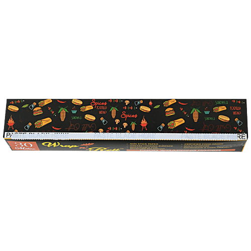 WrapN'roll Food Wrapping Paper, 30 mtr mono carton Non Stick, Microwave & Oven Friendly
