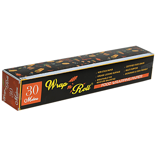 WrapN'roll Food Wrapping Paper, 30 mtr mono carton Non Stick, Microwave & Oven Friendly
