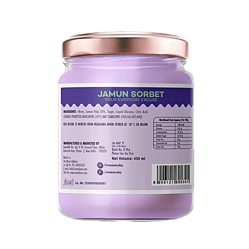 eMoi Jamun Sorbet, 450 ml No Artificial Flavours/Colours & Dairy Free
