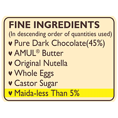 Brownie Cottage Gooey Brownie - With Less than 5% Maida, Freshly Baked, Nutella, 80 g  With Less than 5% Maida