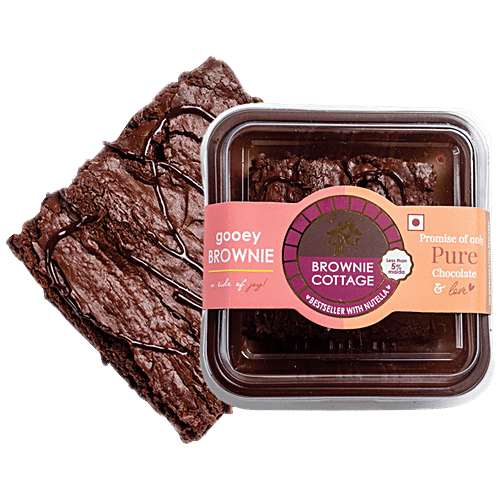 Brownie Cottage Gooey Brownie - With Less than 5% Maida, Freshly Baked, Nutella, 80 g  With Less than 5% Maida