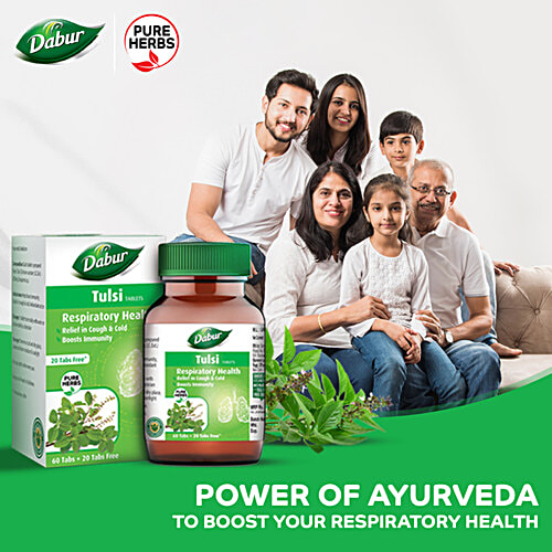 Dabur Tulsi Tablet, 60 Tablets (Get 20 tablets Free) Pure Herbs