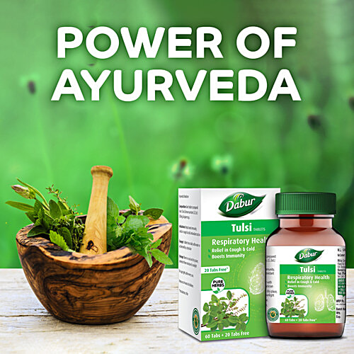 Dabur Tulsi Tablet, 60 Tablets (Get 20 tablets Free) Pure Herbs