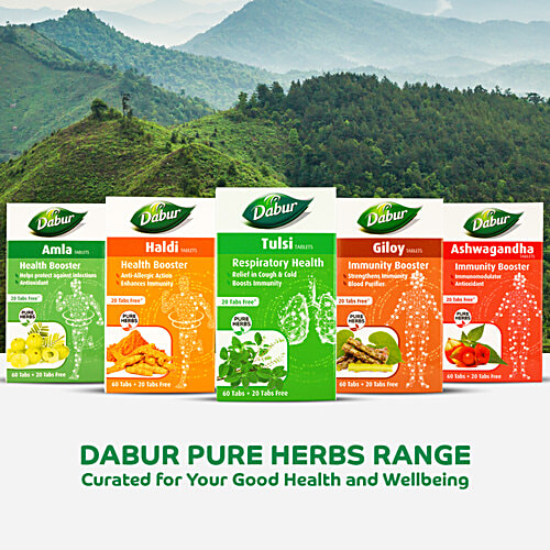 Dabur Tulsi Tablet, 60 Tablets (Get 20 tablets Free) Pure Herbs