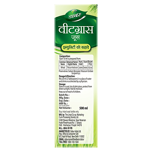 Buy Dabur Wheatgrass Juice 100 Ayurvedic Health Juice For Immunity