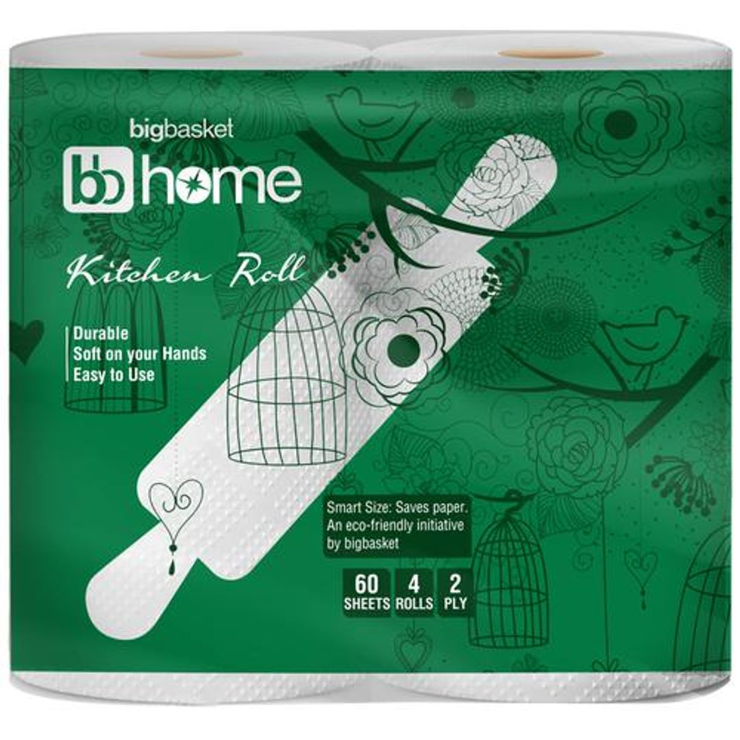 BB Home Kitchen tissue- towel-2-ply-100-virgin-pulppaper 60 pulls Pouch (Pack of 2), 60 pulls (Pack of 2)
