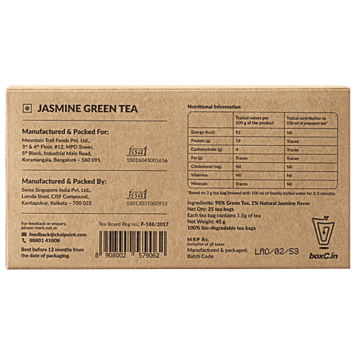 Chai Point Jasmine Green Tea Bags, 45 g (25 bags x1.5 g each) 