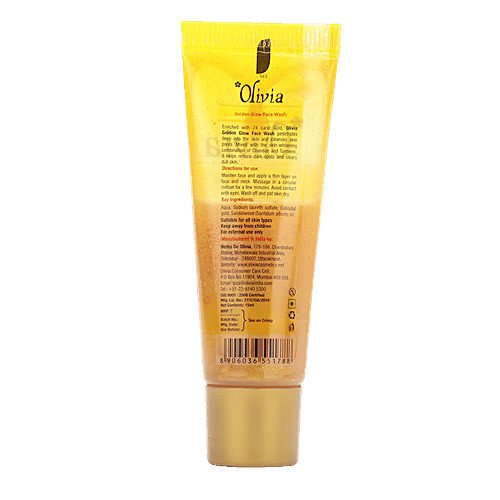 Buy Olivia Gold Glow Face Wash For Radiant Skin With Gold, Chandan
