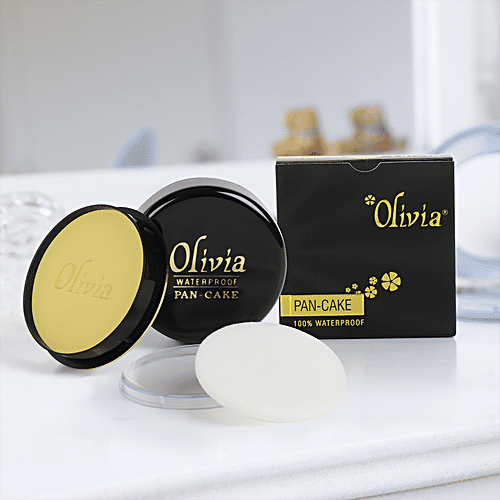 Olivia 100% Waterproof Pan Cake Golden Yellow Makeup Concealer, 25 g  