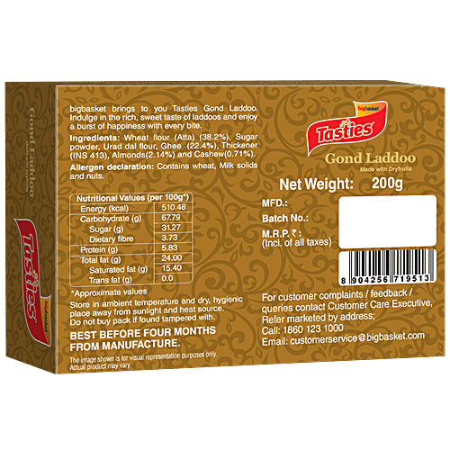 Tasties Mithai/Sweets Gond Laddoo - Made With Pure Desi Ghee, 200 g  