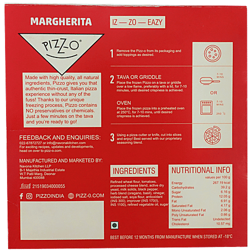 Pizzo 28 cm Thin Crust With Signature 24 Hour Proofed Base, 320 g  No Preservatives