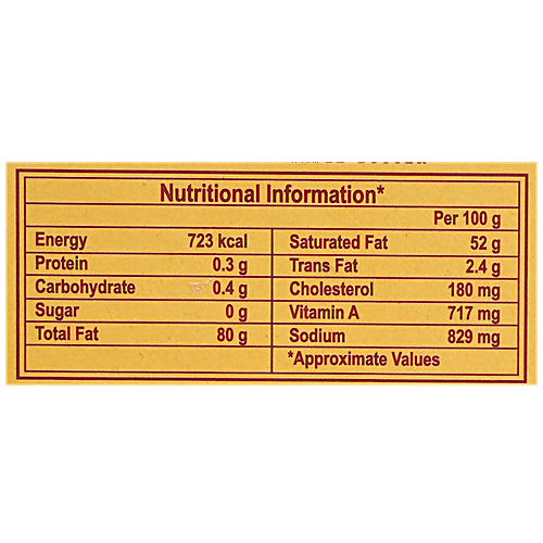 Patanjali Pasteurised Table Butter, 500 g Carton No Added Colour, Made from Cow's Milk