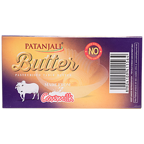 Patanjali Pasteurised Table Butter, 500 g Carton No Added Colour, Made from Cow's Milk