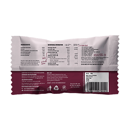 The Whole Truth Protein Bars - Double Cocoa, No Added Sugar, All Natural, 52 g (Pack of 6) Zero Trans Fat