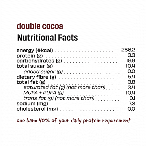 The Whole Truth Protein Bars - Double Cocoa, No Added Sugar, All Natural, 52 g (Pack of 6) Zero Trans Fat