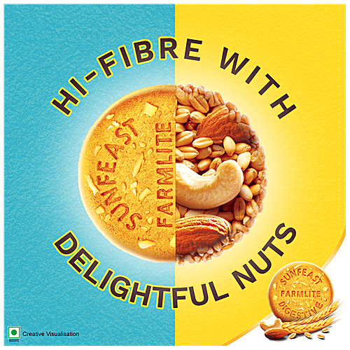 Sunfeast Farmlite Nuts Digestive Biscuit - High Fibre, Goodness of Almonds, Cashews & Wheat Fibre, 250 g Carton Hi-Fibre