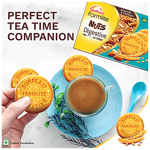 Sunfeast Farmlite Nuts Digestive Biscuit - High Fibre, Goodness of Almonds, Cashews & Wheat Fibre, 250 g Carton Hi-Fibre