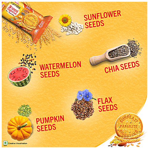 Sunfeast Farmlite 5 Seed Digestive Biscuit - High Fibre, Goodness Of 5 Power Seeds & Wheat Fibre, 100 g Pouch Hi-Fibre & Goodness of 5 Power Seeds