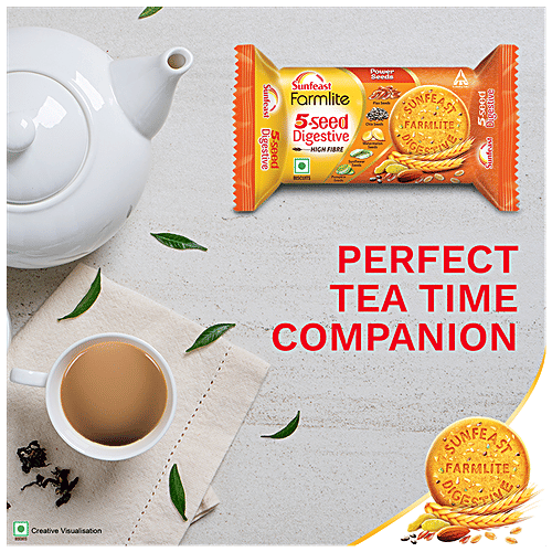 Sunfeast Farmlite 5 Seed Digestive Biscuit - High Fibre, Goodness Of 5 Power Seeds & Wheat Fibre, 100 g Pouch Hi-Fibre & Goodness of 5 Power Seeds