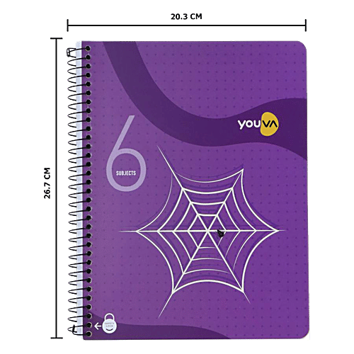Navneet Youva Notebook - Ruled, Single Line, Spiral Bound, A4, 300 Pages, 6 Subjects, 1 pc  