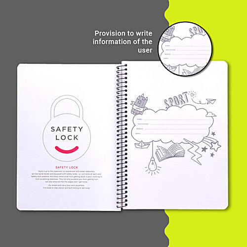 Navneet Youva Notebook - Ruled, Single Line, Spiral Bound, A4, 172 Pages, 1 pc  