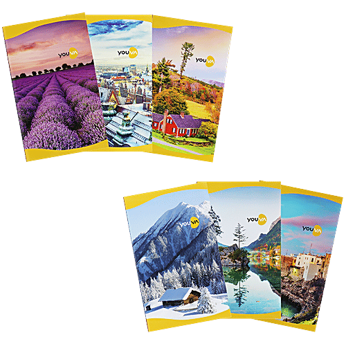 Navneet Youva Notebook - Ruled, Single Line, Soft Bound, 190 mm x 310 mm, 180 Pages, 1 pc  