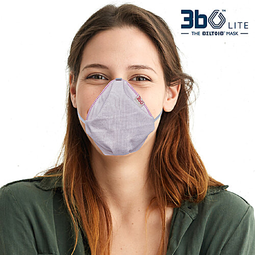 3bO Deltoid Lite Face Masks In Pink Knit Fabric With Binding - 1S1014, Small, 1 pc  Washable & Reusable