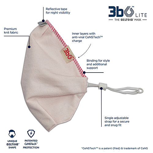3bO Deltoid Lite Face Masks In Pink Knit Fabric With Binding - 1S1014, Small, 1 pc  Washable & Reusable