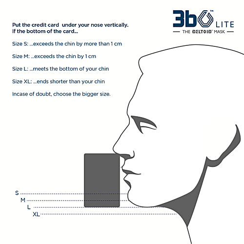 3bO Deltoid Lite Face Mask In Grey Knit Fabric With Binding - 1S1022, Large, 1 pc  Washable & Reusable