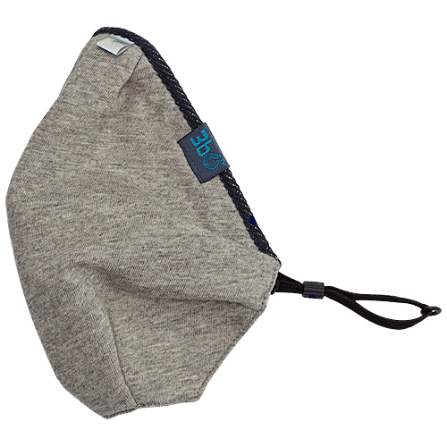 3bO Deltoid Lite Face Mask In Grey Knit Fabric With Binding - 1S1022, Large, 1 pc  Washable & Reusable