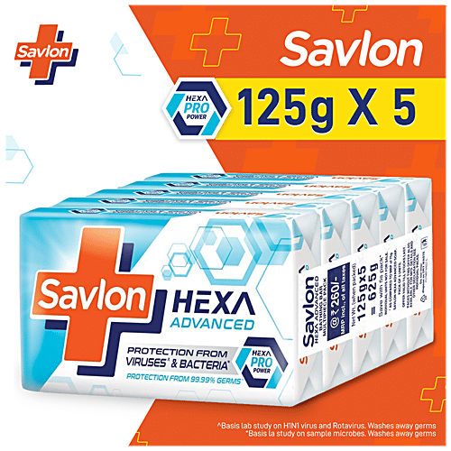 Savlon Hexa Advanced Soap, 125  g (Pack of 5) 