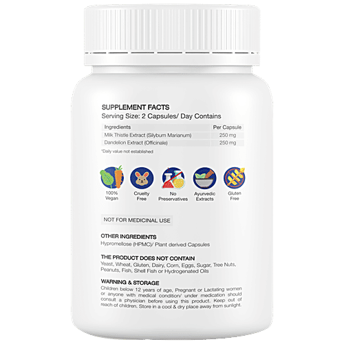 Foresta Organics Liver Detox Capsules - Milk Thistle Extract, Silymarin, Dandelion & Vitamins, Vegan, 60 pcs  Rejuvenates Liver Cells