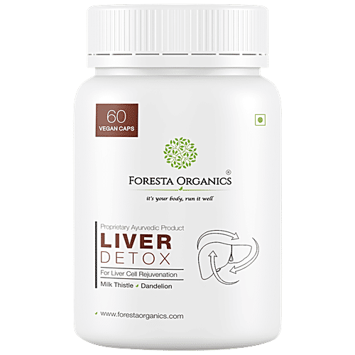 Foresta Organics Liver Detox Capsules - Milk Thistle Extract, Silymarin, Dandelion & Vitamins, Vegan, 60 pcs  Rejuvenates Liver Cells