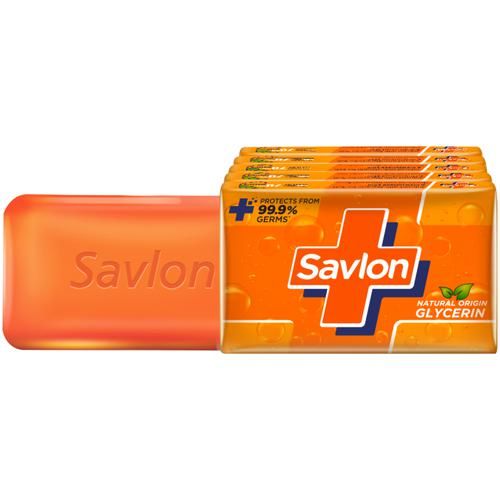 Savlon Glycerin Bathing Bar, 625 g (5 pcs x 125 g each) With Germ Protection & Moisturisation, For Soft & Supple Skin
