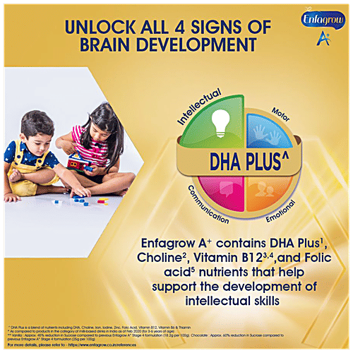 Enfagrow Enfagrow A+ Nutritional Milk Powder Nutrition Drink For Children (3-6 Years), Vanilla, 400 g Tin DHA Plus, Vitamins & Minerals