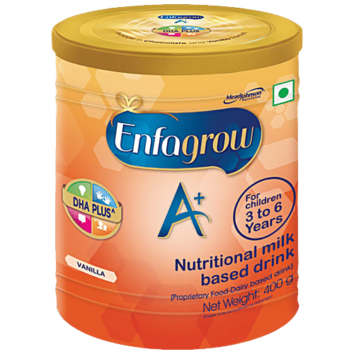 Enfagrow Enfagrow A+ Nutritional Milk Powder Nutrition Drink For Children (3-6 Years), Vanilla, 400 g Tin DHA Plus, Vitamins & Minerals