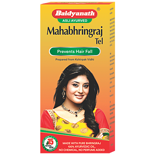Baidyanath Nagpur Maha Bhringraj Hair Oil - Hairfall Redution & Dandruff Relief, 50 ml  No Chemical, No Perfume Added, 100% Ayurvedic Oil