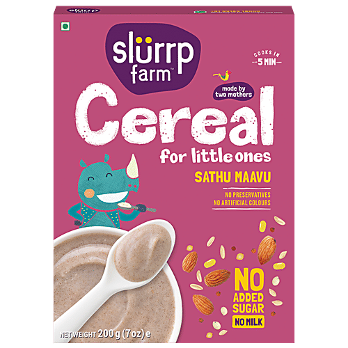 Slurrp Farm Sathu Mavu- Contains Ragi, Dals & Almonds, No Sugar, No Salt, No Milk, 200 g  No Preservatives, No Artificial Flavours