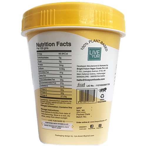 Live Yum Vegan Premium Ghee/Tuppa - Palm Oil Free, 100% Natural, 450 ml  