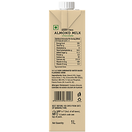 Epigamia  Almond Milk - Chocolate, Dairy Free, 1 L  