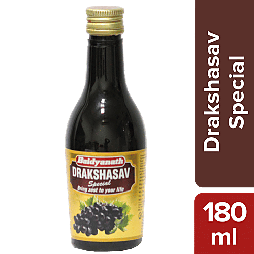 Baidyanath Drakshasava Ayurvedic Tonic - Improves Hunger & Heart Health, 180 ml  